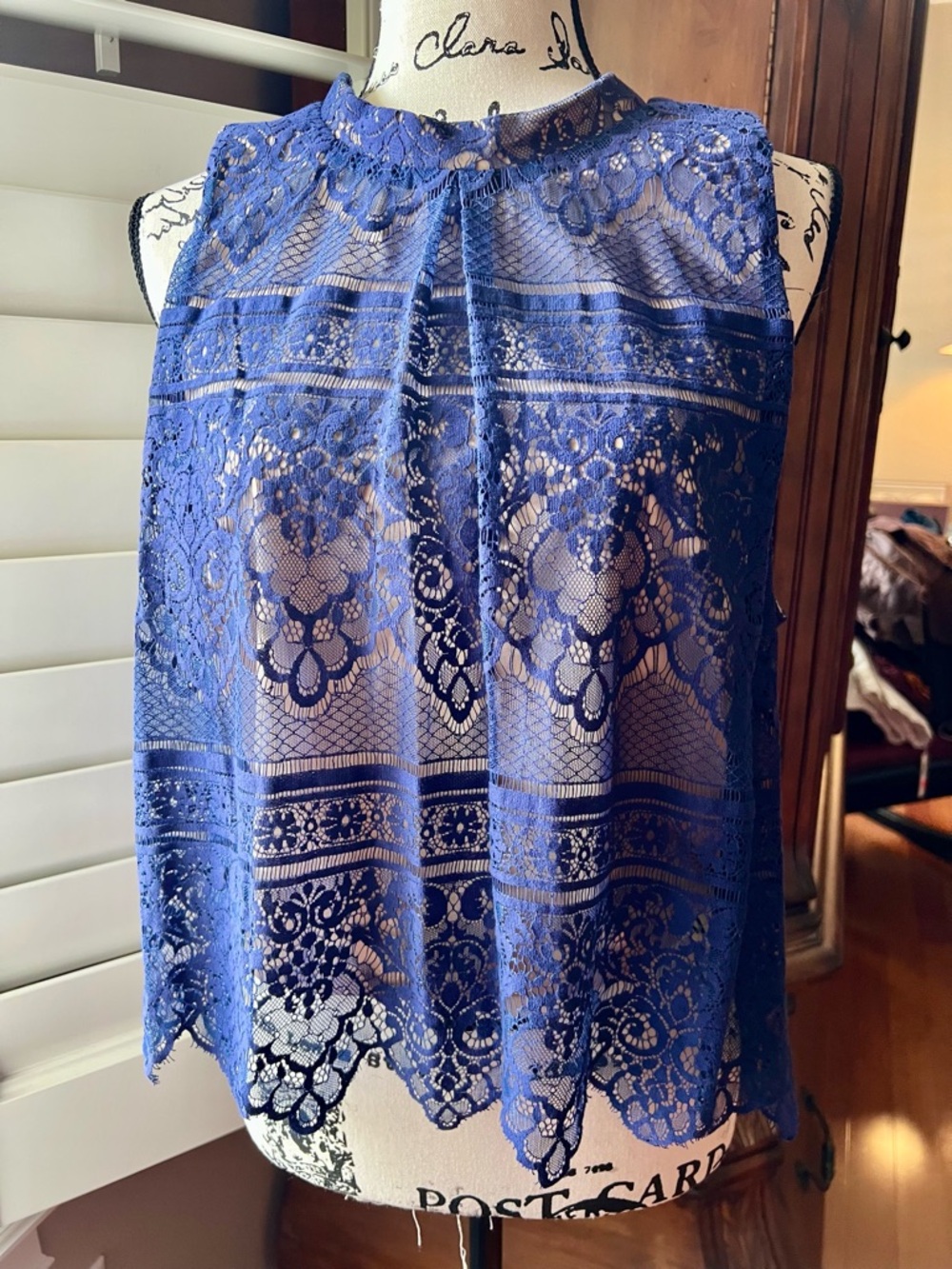 Love Royal Blue Lace High-Neck Skirt